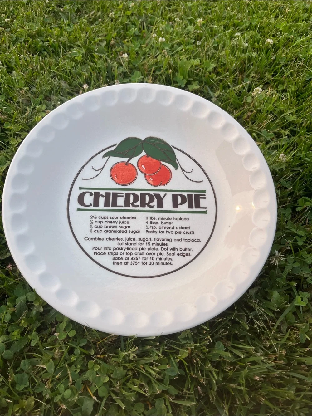 Cherry Pie Ceramic Pie Plate with Cherry Graphic
